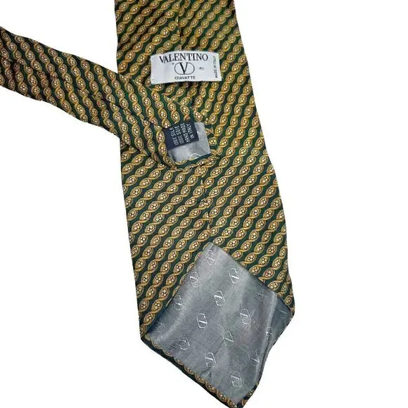 VALENTINO Garavani solid black 100% Silk tie authentic yellowformal designer